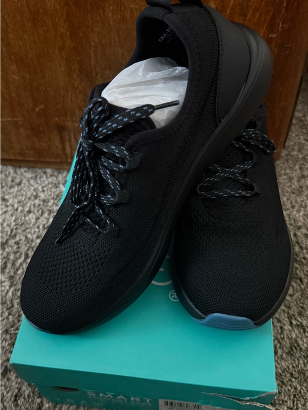 Alegria Black Sneakers with Teal Accent